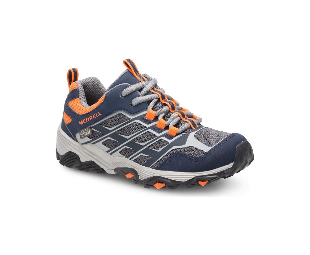 Buty Trekkingowe Merrell Dziecięce Granatowe/Szare/Pomarańczowe - Moab Fst Niskie Waterproof - 71308